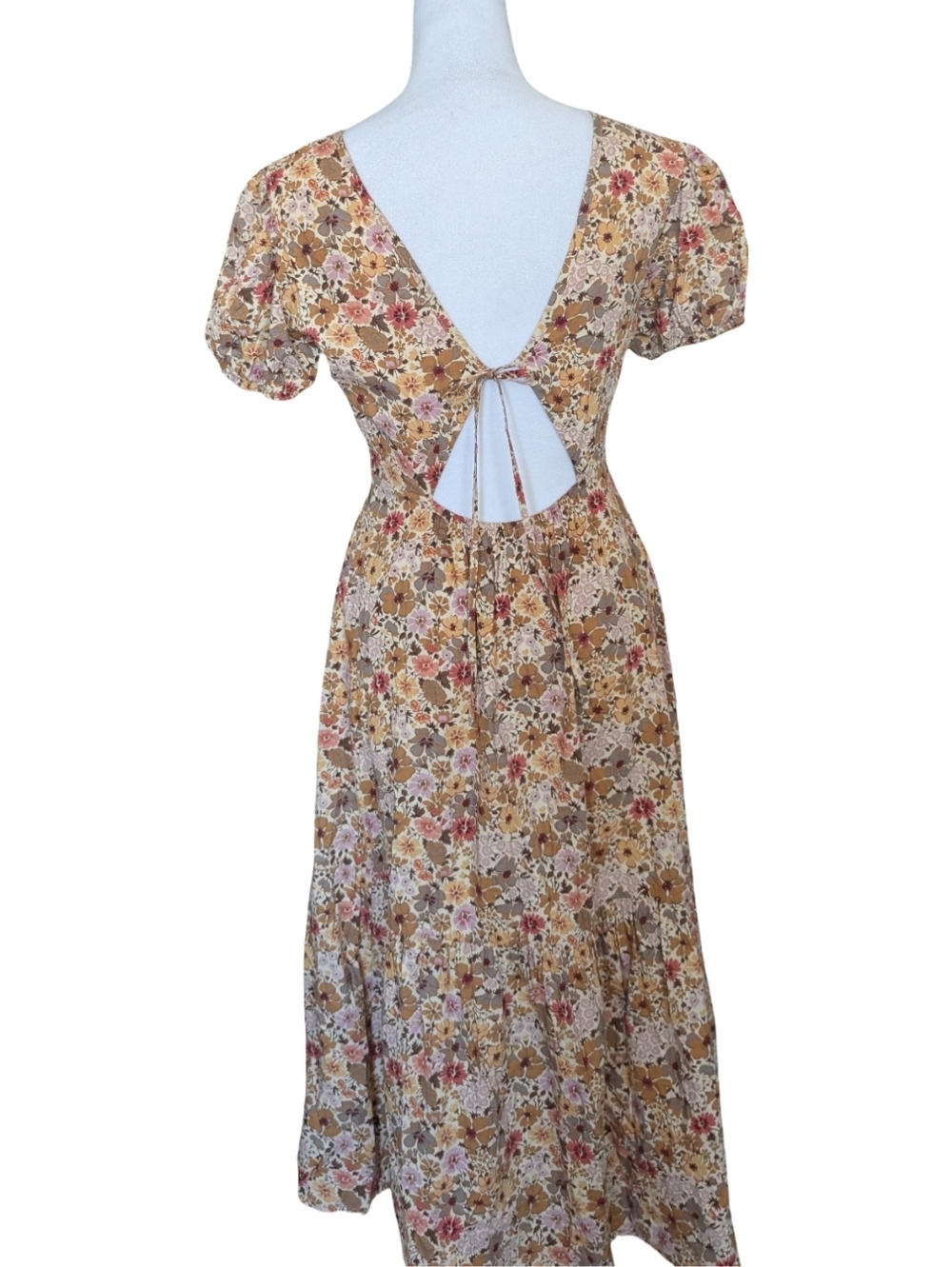 Madewell Libby Puff-Sleeve Open-Back Midi Dress Size 2 - Picture 7 of 12
